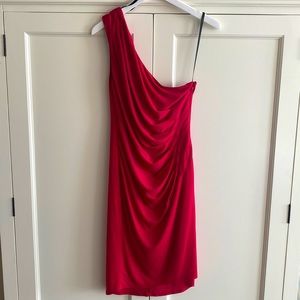 Laundry Red One Shoulder Cocktail Dress, fully lined